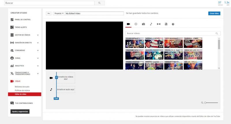 Editor de vídeos de Youtube